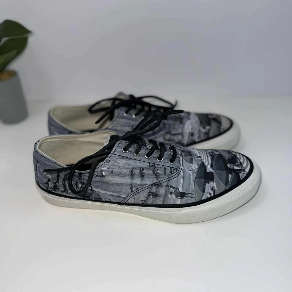 Sperry Top-Sider Gray‎ Malin Beach Print Sneakers Men's Size 8M Casual Shoes